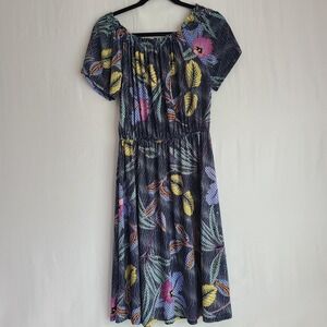 NWT "Bodafa" Silk Blend Midi Dress Multi Color Size XL